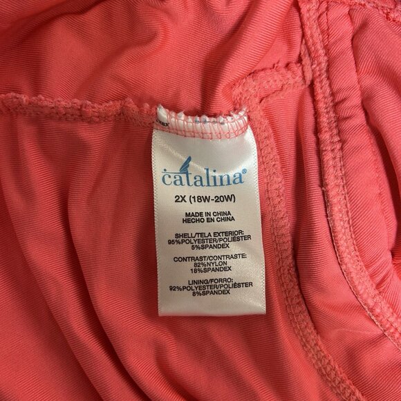 Catalina 2pc Pink Women Bathing Suit Tankini Set Halter Tie Neck Sz 2X 18W-20W - Picture 7 of 11